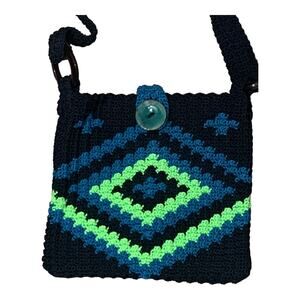 Vintage‎ Macrame cross body purse bag satchel RETRO BOHO 70's